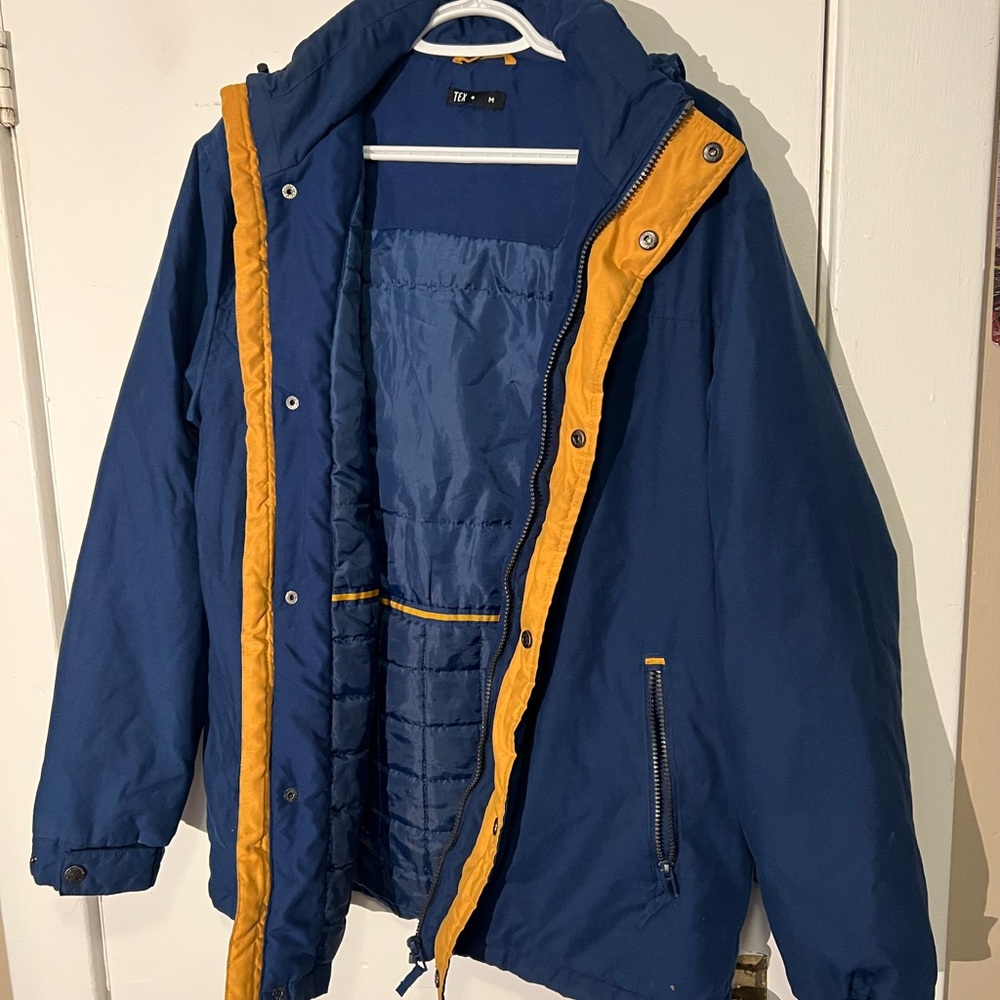Navy Jacket with Mustard Accents Windbreaker